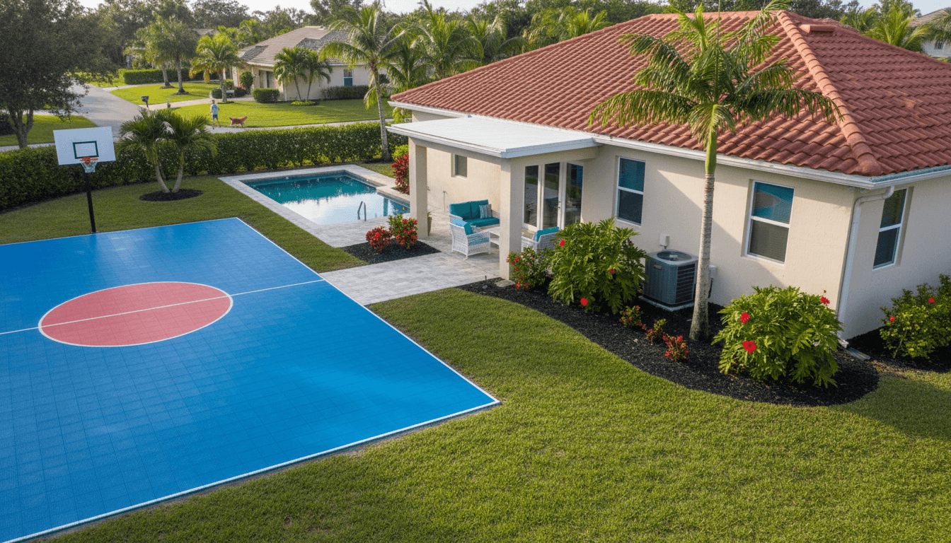 A completed sports court builder job at a house